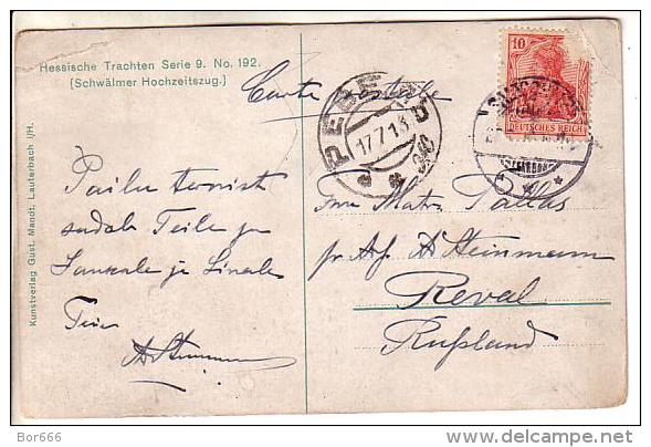 GOOD OLD GERMANY POSTCARD - Hessische Trachten - Posted 1917 - Costumes