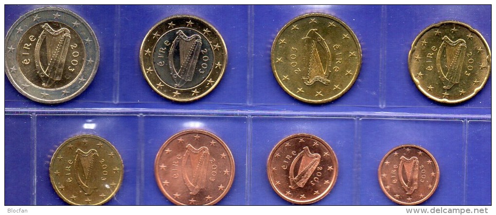 EURO Irland Satz 2003 Stg 32€ Prägeanstalt Dublin Im Stempelglanz Der Staatlichen Münze Ireland 1C.-2€ Set Coins Of EIRE - Irlande