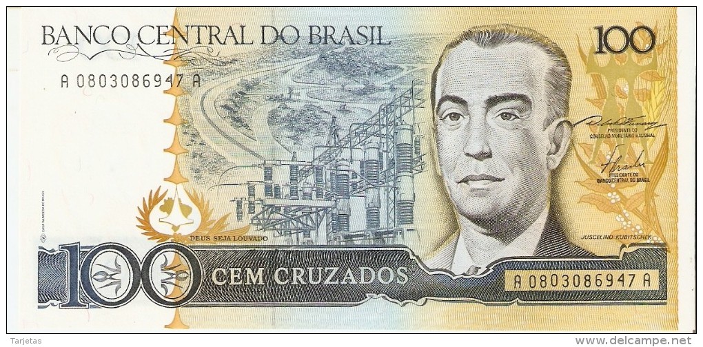 BILLETE DE BRASIL DE 100 CRUZADOS DEL AÑO 1986  (BANKNOTE) SIN CIRCULAR-UNCIRCULATED - Brasil