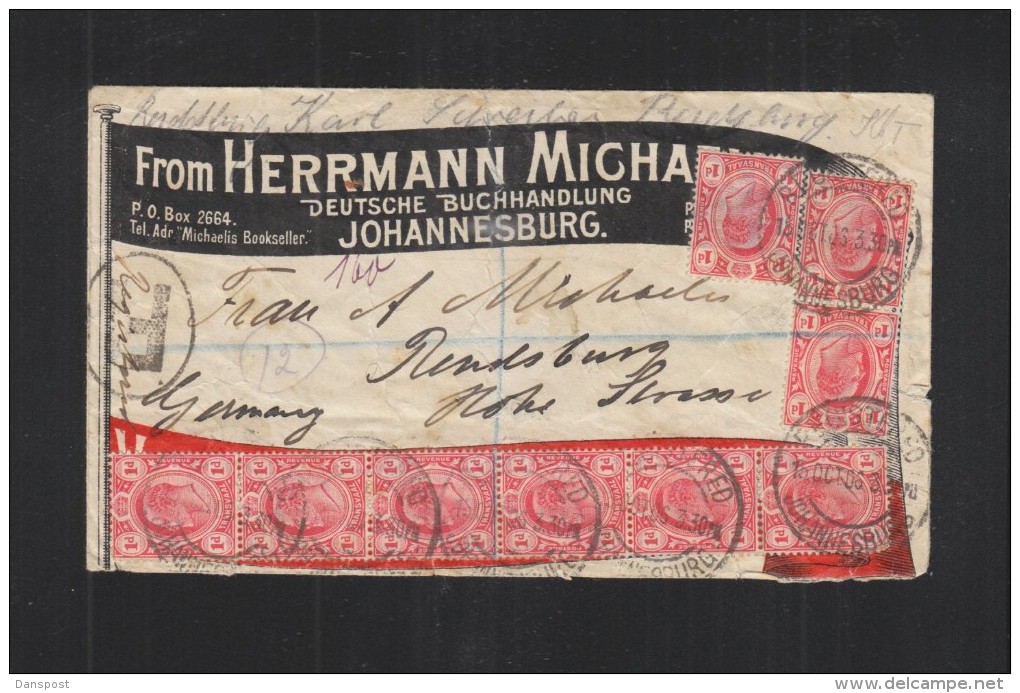 Transvaal Reistered Cover 1906 To Germany - Transvaal (1870-1909)