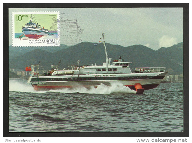 Macau Bateau De Passagers Hydrofoil Carte Maximum 1986 Macao Passenger Boat Maxicard - Maximumkarten