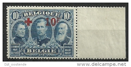 BELGIE 163  Xx + BLADBOORD - BORD DE FEUILLE ( COB ) COTE: 1900  EURO - 1918 Croce Rossa