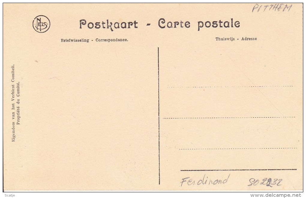 Pitthem. -  Dorpskerk En Doopakt Van E. Verbiest  (Uit Archief) - Pittem