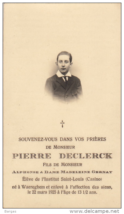 Pierre Declerck Gernay Casino Waereghem - Décès