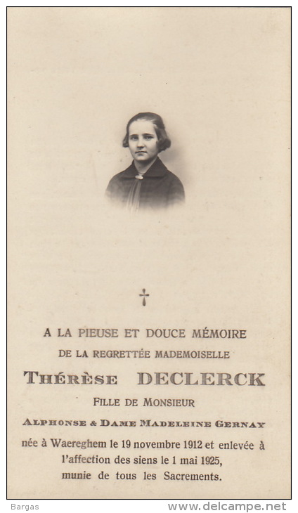 Therese Declerck Gernay Waereghem - Todesanzeige