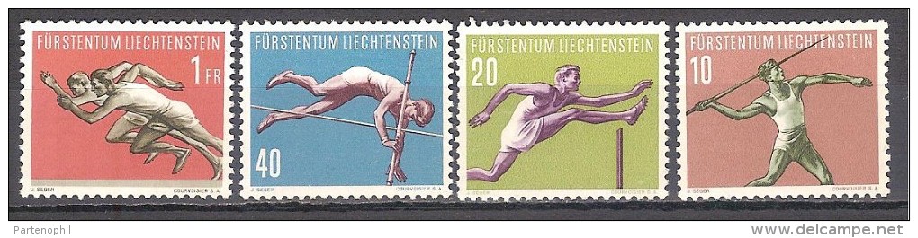 ** 1956 LIECHTENSTEIN  SPORT MNH (UNIF. 304/307) Cat. € 33,00 - Atletica