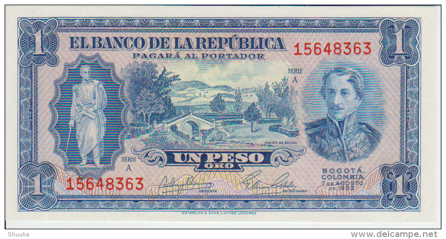 Colombia 1 Peso 1953 Pick 398 UNC - Colombie