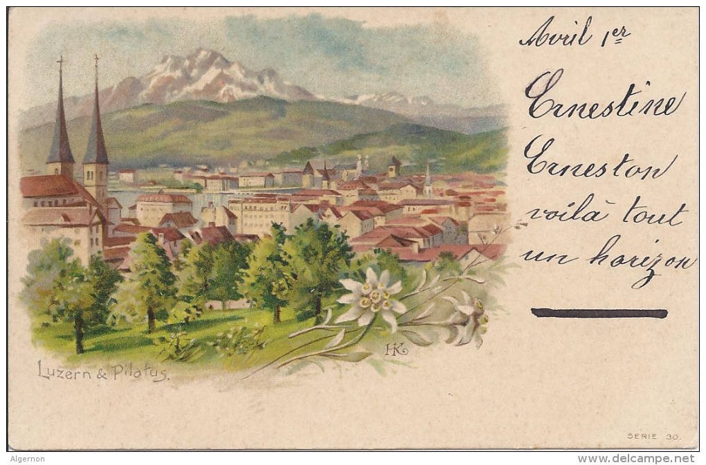 8924 - Luzern & Pilatus Edelweiss Litho - Lucerne