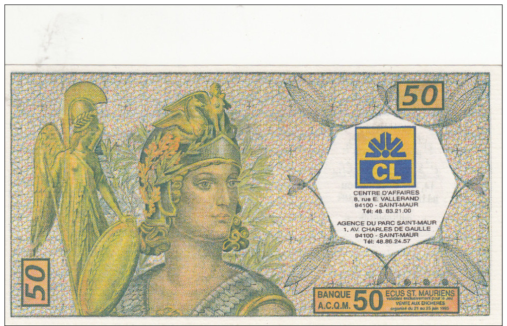 Billet De 50 écus Emis Par Credit Lyonnais St Maur-billet Neuf - Fiktive & Specimen