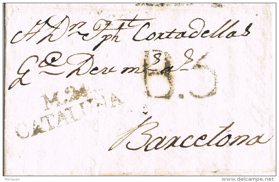 6999. Carta Entera Pre Filatelica MONISTROL De MONTSERRAT (barcelona) 1804 - ...-1850 Préphilatélie