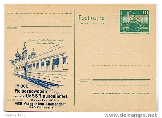 DDR P79-6-75 C28 Postkarte PRIVATER ZUDRUCK Waggonbau Ammendorf 1975 - Cartes Postales Privées - Neuves