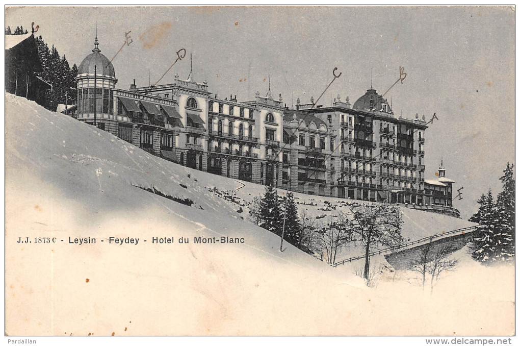 SUISSE.  LEYSIN - FEYDEY.  HÔTEL DU MONT-BLANC.   GROS PLAN.  DOS NON DIVISE. - Fey