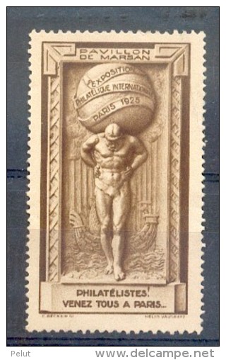 Vignette Officielle Exposition Philatélique Internationale 1925 - Pavillon De Marsan (N° YT 7) - Briefmarkenmessen