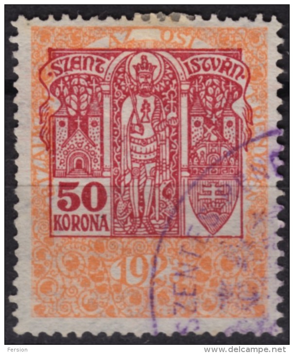 1923  Hungary - Revenue Stamp - 50 K - Used - Fiscale Zegels