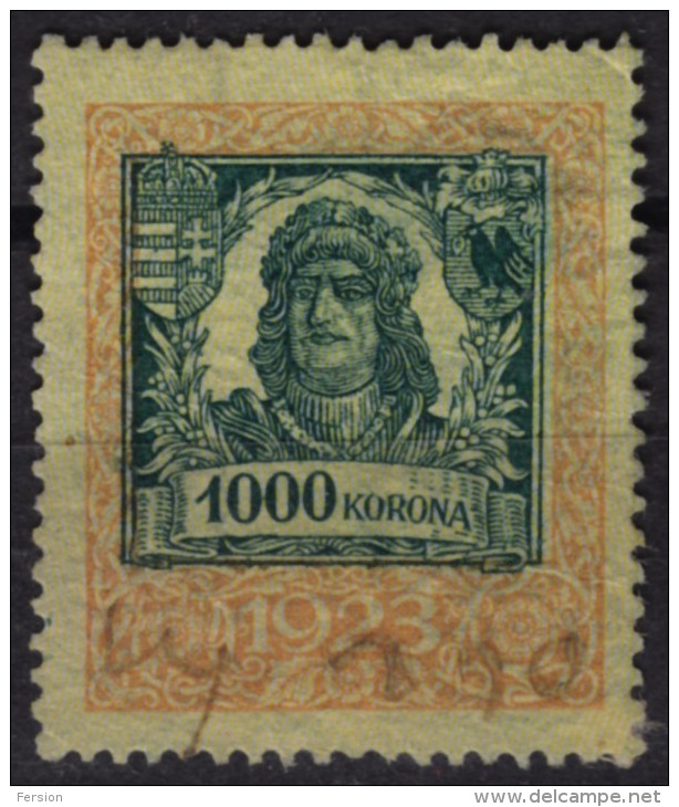 1923   Hungary - Revenue Stamp - 1000 K - Used - Fiscale Zegels