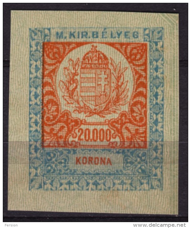 Hungary 1927 - PASSPORT Revenue Tax Stamp CUT - 20000 K Inflation - Fiscale Zegels