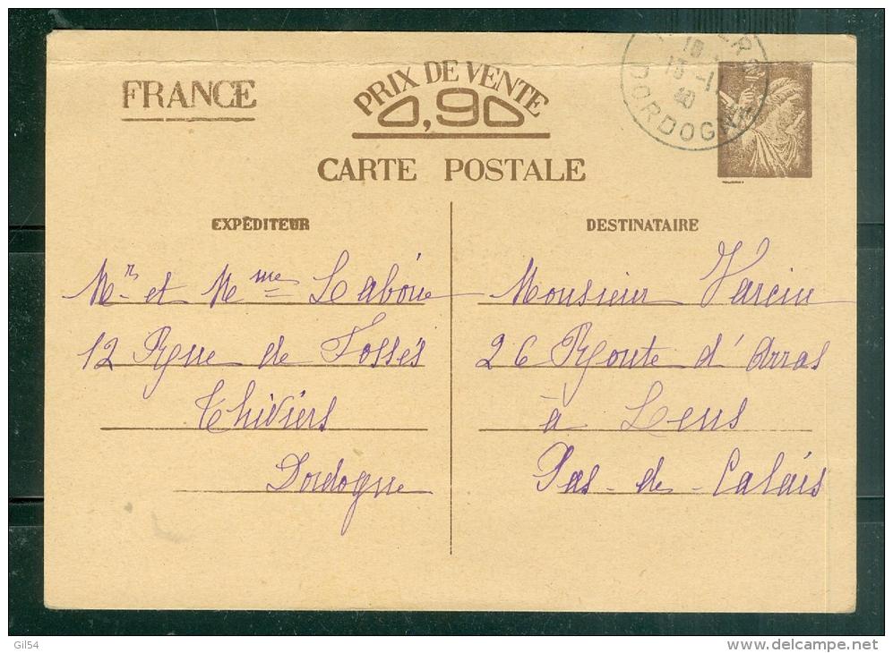 Entier Yvert 654-CP1 - Voyagé En Novembre 1941 - Plis à Déplorer Sur Le Bord Du Haut  Ae11207 - Cartes Postales Types Et TSC (avant 1995)