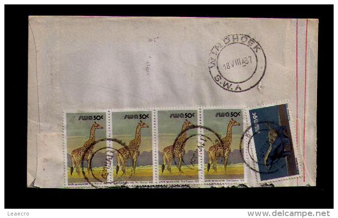 SWA Windhoek Cover Covers Giraffes Girafes 4x "Giraffa Camelopardalis2 1987 Faune Fauna Animals Animaux Gc1684 - Giraffes