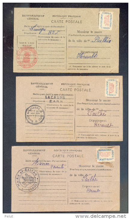 6 Cartes De Ravitaillement Général 1946 Avec Timbre De Service 15A Hérault - Lettres & Documents