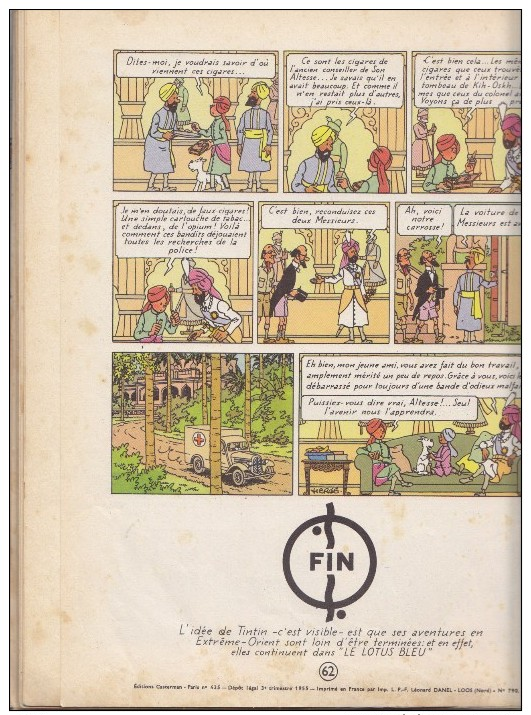 Tintin,les Cigares Du Pharaon,3è Tr.1955  5 Scans - Tintin