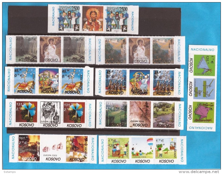 2000-2007  KOSOVO SERBIA SRBIJA EUROPA CEPT COMPLETE LUX STAMPS PLUS APPENDIX-LABEL NEVER HINGED - 2000