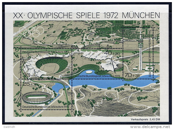 GERMANY 1972 Olympic Games, Munich  Block  MNH / **.  Michel Block 7 - Sonstige & Ohne Zuordnung