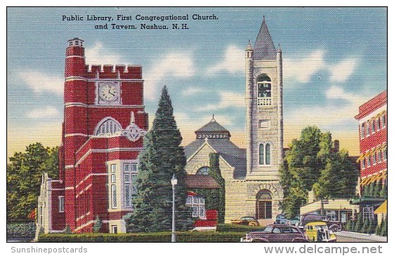 Public Library First Congregational Church And Tavern Nashua New Hampshire - Nashua