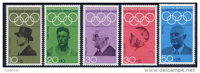 GERMANY 1968 Olympic Games, Munich 1972 Set Of 5  MNH / **.  Michel 561-65 - Unused Stamps