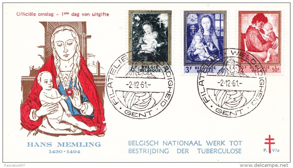 FDC N° 97a Ordi. Du 2-12-1961 - COB 1200-1202-1203 - Cachet De Gent - Antituberculeux - Série Dite La Mère Et L´enfant - - 1961-1970