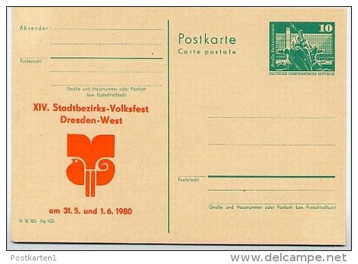 DDR P79-11-80 C112 Postkarte PRIVATER ZUDRUCK Volksfest Dresden 1982 - Cartes Postales Privées - Neuves