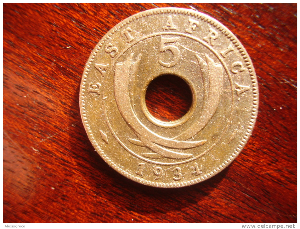 BRITISH EAST AFRICA USED FIVE CENT COIN BRONZE Of 1934 - GEORGE V. - Colonie Britannique