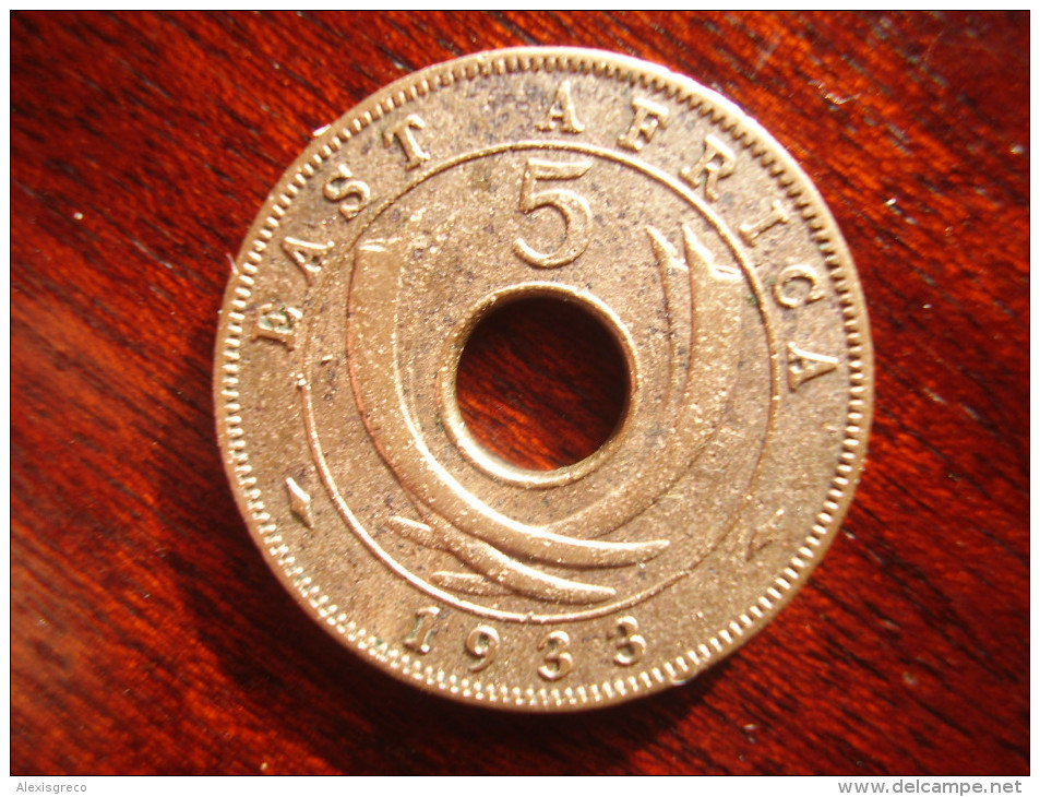 BRITISH EAST AFRICA USED FIVE CENT COIN BRONZE Of 1933 - GEORGE V. - Britse Kolonie