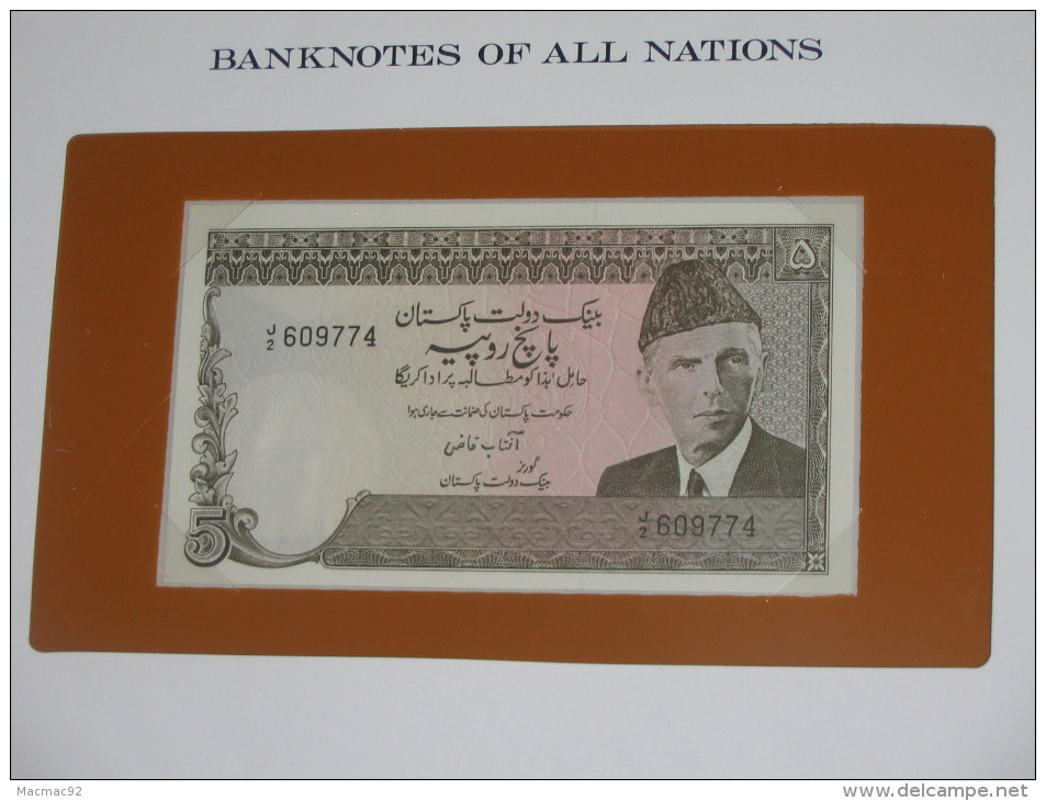 5 Five Roupies - PAKISTAN  - Billet Neuf - UNC  !!! **** ACHAT IMMEDIAT *** - Pakistan