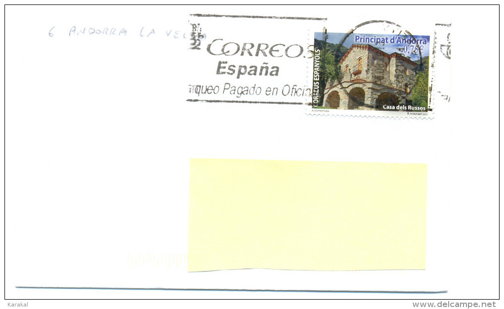 Spanish Andorra Andorre Correos Espana Letter From Andorra-la-Vella To Belgium Pagado En Oficina - Lettres & Documents