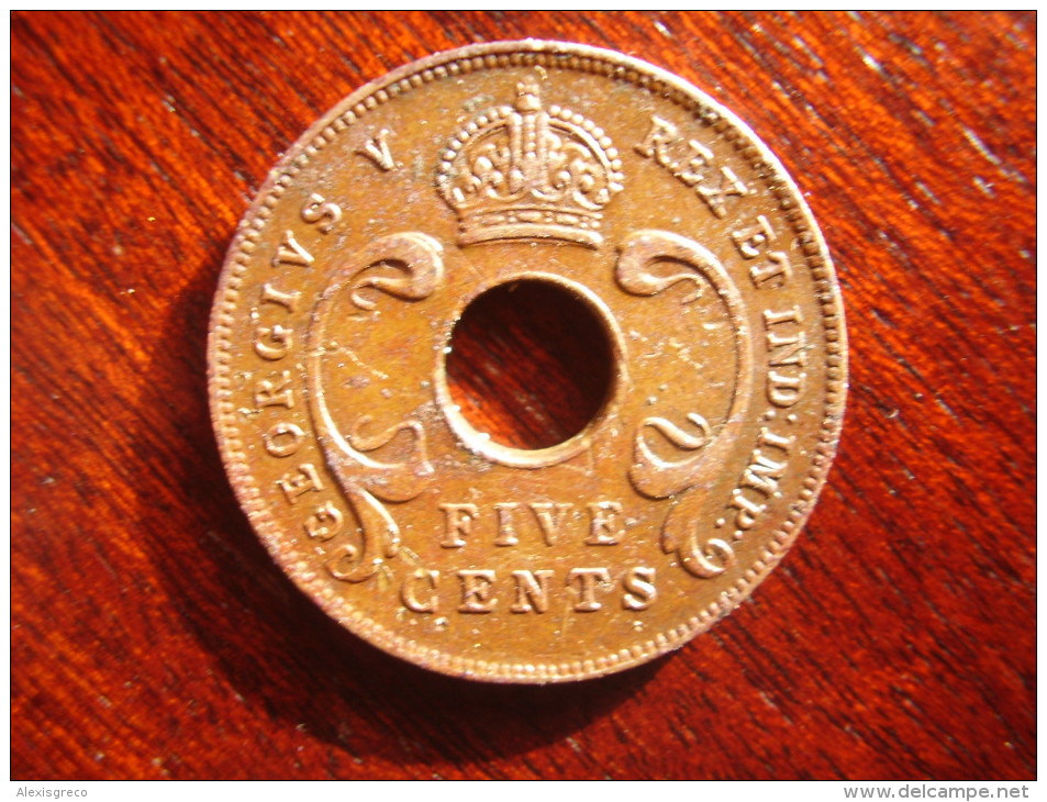 BRITISH EAST AFRICA USED FIVE CENT COIN BRONZE Of 1924 - GEORGE V. - British Colony