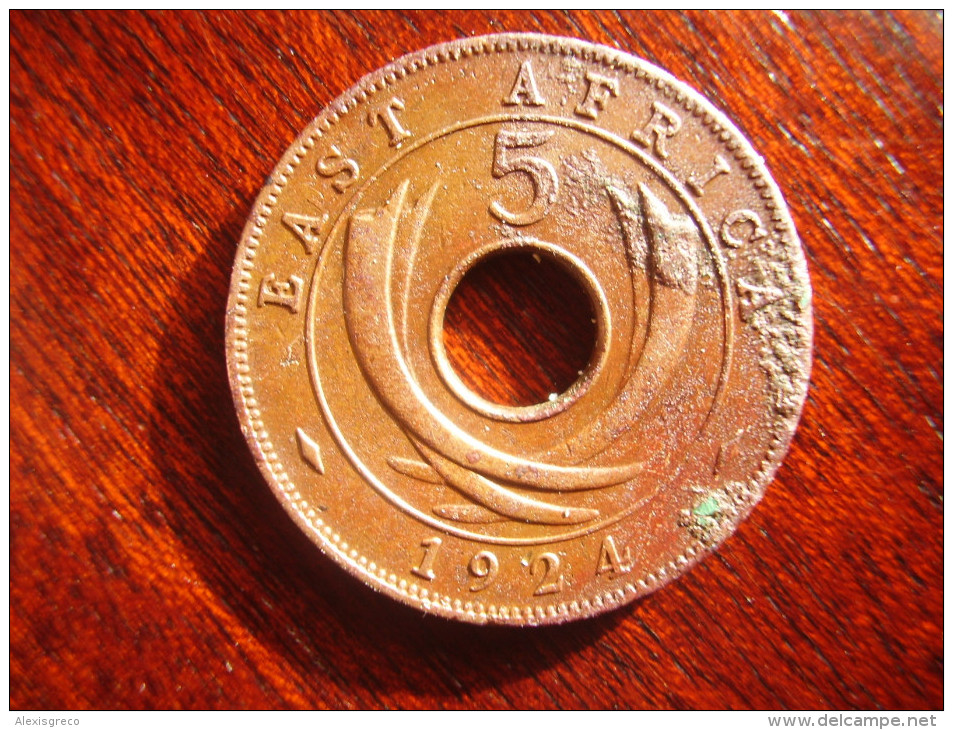 BRITISH EAST AFRICA USED FIVE CENT COIN BRONZE Of 1924 - GEORGE V. - Britische Kolonie