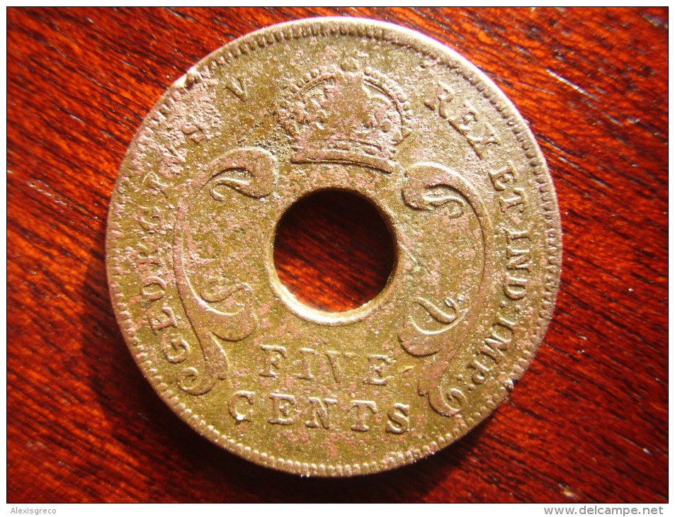 BRITISH EAST AFRICA USED FIVE CENT COIN BRONZE Of 1921 - GEORGE V. - British Colony