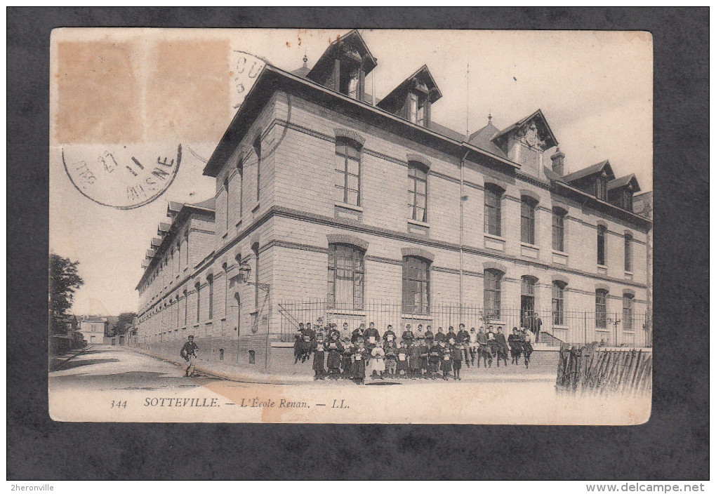 CPA - SOTTEVILLE Prés ROUEN - L' Ecole Renan - Voir Enfants D'une Classe - 1911 - Sotteville Les Rouen