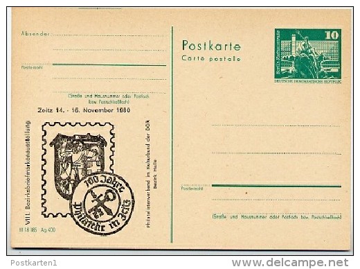 DDR P79-32-80 C128 Postkarte PRIVATER ZUDRUCK Wappen Zeitz 1980 - Privatpostkarten - Ungebraucht