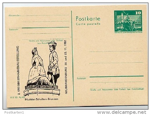 DDR P79-33-80 C130 Postkarte ZUDRUCK Mudder-Schulten-Brunnen Neubrandenburg 1980 - Privatpostkarten - Ungebraucht