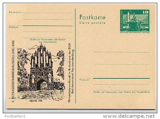 DDR P79-34-80 C131 Postkarte PRIVATER ZUDRUCK Neues Tor Neubrandenburg 1980 - Cartoline Private - Nuovi
