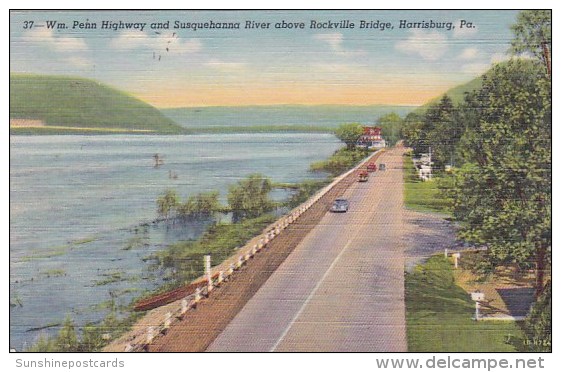 Harrisburg Williams Penn Highway And Susquehanna River Above Rockville Bridge Harrisburg Pennsylvania 1951 - Harrisburg