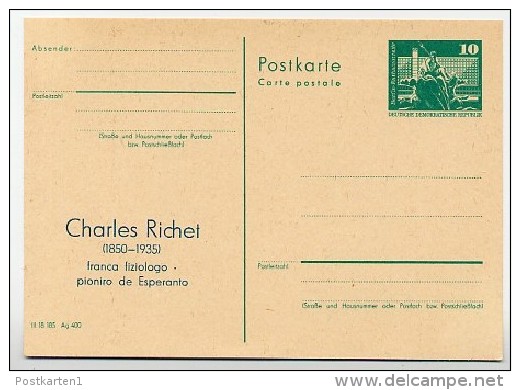 DDR P79-1-81 C137 Postkarte PRIVATER ZUDRUCK Esperanto RICHET Finsterwalde 1981 - Cartes Postales Privées - Neuves
