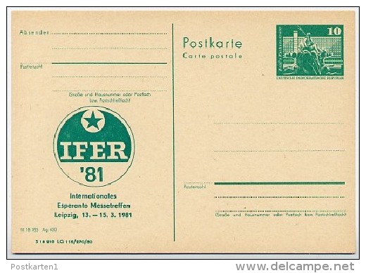 DDR P79-6-81 C142 Postkarte PRIVATER ZUDRUCK Esperanto-Messetreffen Leipzig 1981 - Private Postcards - Mint