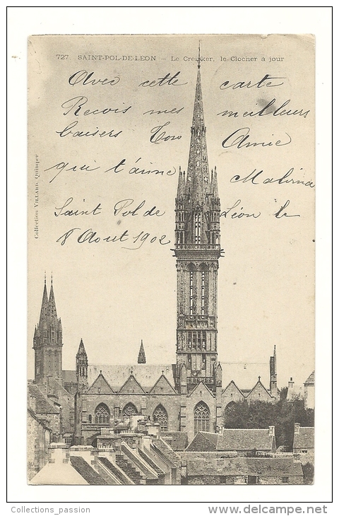 Cp, 29, Saint-Pol-de-Léon, Le Creisker, Le Clocher à Jour, Voyagée 1902 - Saint-Pol-de-Léon