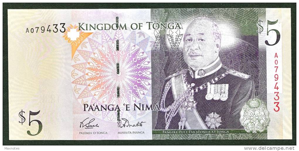TONGA:  5 Pa´anga -  P39 - 2009 -UNC - Tonga