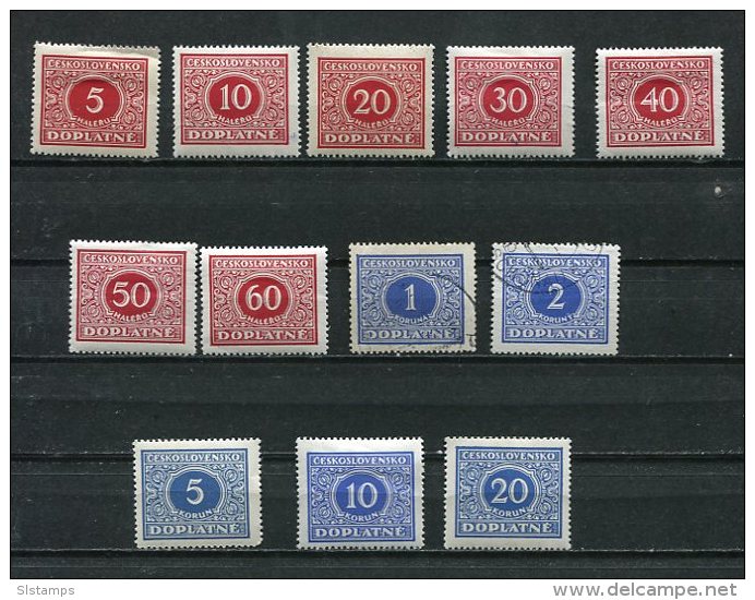 Czechoslovakia 1928 Mi 55-66 Sc J58-69 MNH/MH (2 Stamps Are Used) Doplata - Unused Stamps