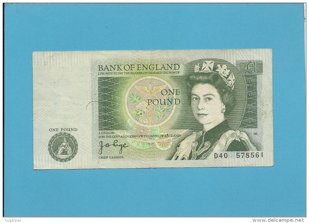 GREAT BRITAIN - 1 POUND - ND ( 1978-80 ) - P 377 A - Sign. J. P. Page - BANK OF ENGLAND - 1 Pond