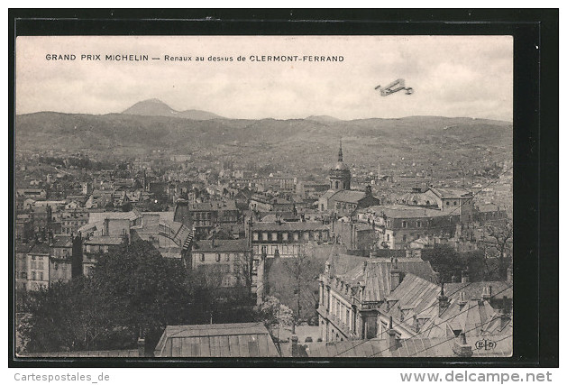 CPA Clermont-Ferrand, Grand Prix Michelin, Renaux Au Dessus, Un Avion über Dem Ort - Clermont Ferrand