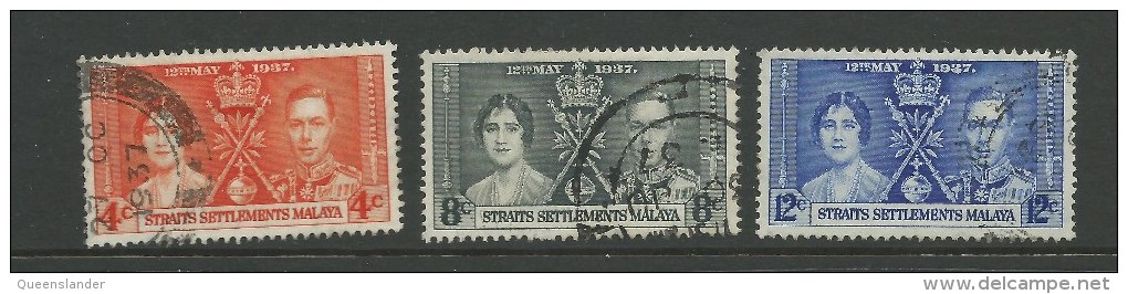 1937 Coronation Very Fine Used  Great Set Of  3  SG Cat  275/277  High SG Cat. Value Here - Straits Settlements